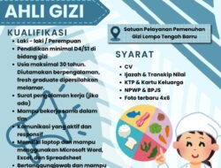 SPPG Desa Lompo Tengah Barru Buka Lowongan Kerja Khusus Tenaga Ahli Gizi, Minimal S1