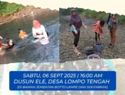 Menyambut HUT Desa Lompo Tengah Ke 65, Pemdes Menggelar Lomba Mencari Kerang di Sungai