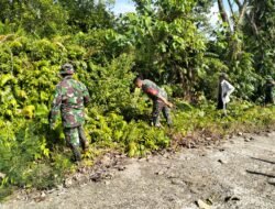 Koramil 1406-10/Pitumpanua Laksanakan Karya Bhakti Bersama Warga di Desa Bulusiwa