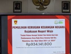 Kedes Cinnongtabi Wajo, Andi Tune Kembalikan Uang Hasil Korupsi Rp. 934 Juta, Didakwa 1 Tahun Penjara Denda Rp. 50 Juta