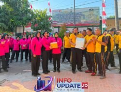 Haru di Polsek Manggala: Olahraga Pagi Dirangkai Pelepasan Aiptu Anwar ke Paminal Polrestabes.